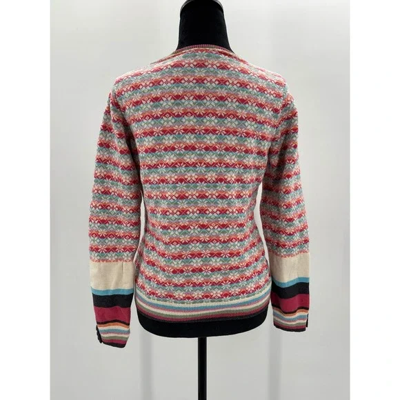 Liz Claiborne Fair Isle V Neck Sweater Women‎ Size M Colorful Geometric Pattern - Picture 3 of 6